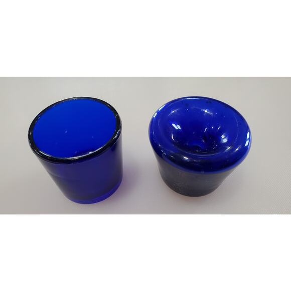 Vintage Hand-Blown Cobalt Blue Glass Funnel Ink Well and nib cleaning Jar - Picture 8 of 9